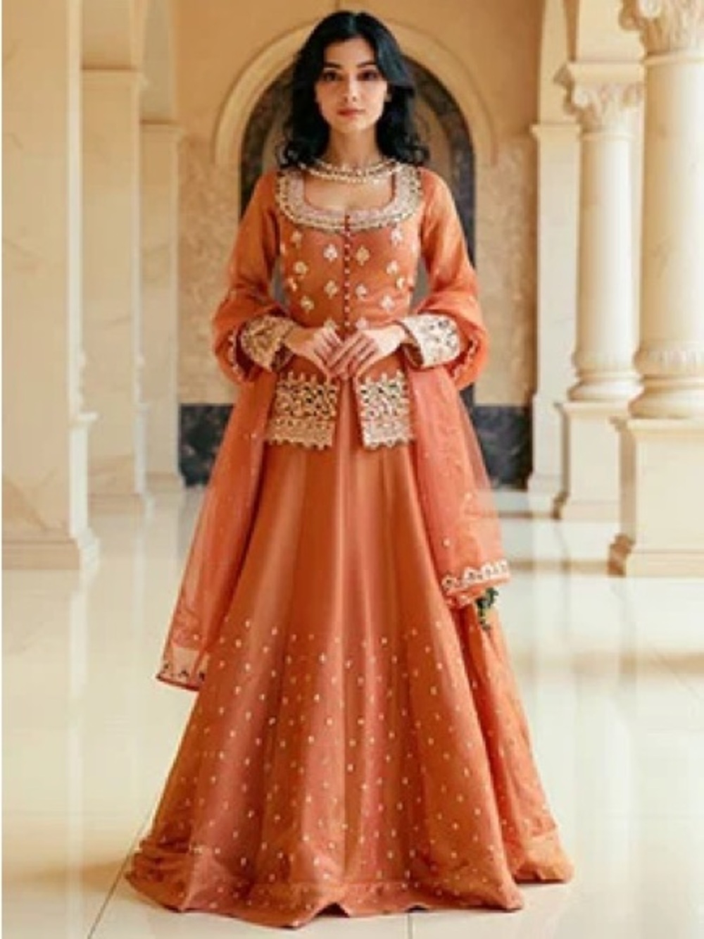 Orange Mehendi Formal